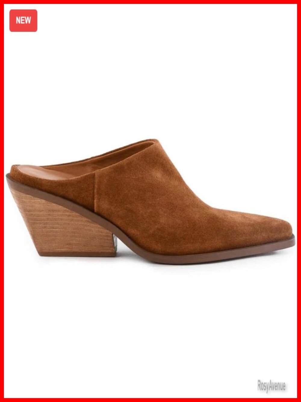 Western Faux Leather Mules Stacked Block Heel Pointed Toe Slip On